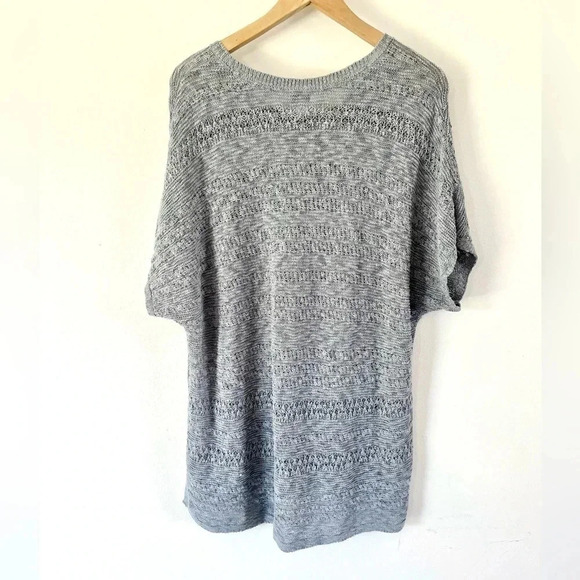 J.Jill  Blue Crochet Knit Short Sleeve Crewneck High Low Tunic Top XL Petite - Picture 6 of 9